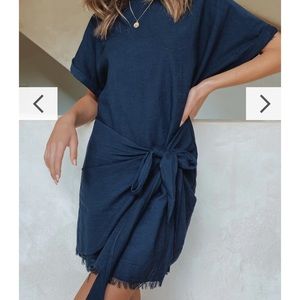 Light blue midi dress with cute front wrap!